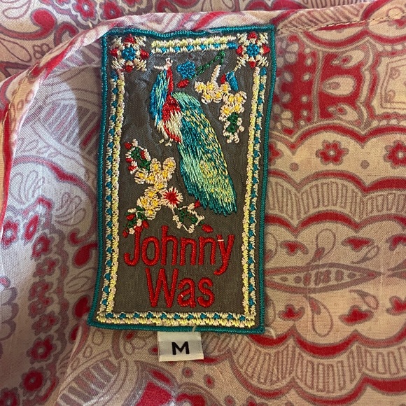 Johnny Was Semi-Sheer Loose Popover Tunic Blouse Floral Paisley Print Medium EUC - Picture 6 of 6